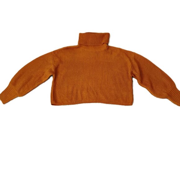 Embossed Sweater Woman's New Cropped Rust Size Medium - Picture 1 of 7
